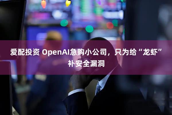 爱配投资 OpenAI急购小公司，只为给“龙虾”补安全漏洞