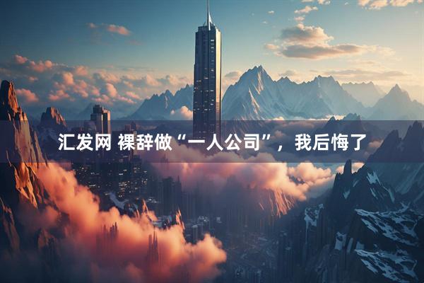 汇发网 裸辞做“一人公司”，我后悔了