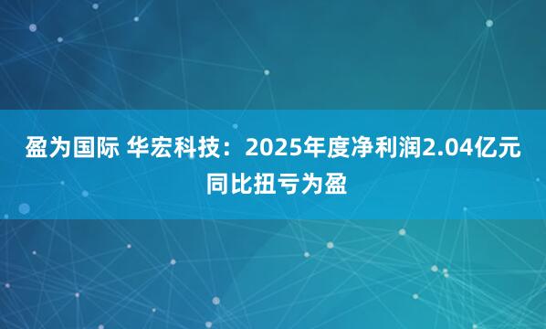 盈为国际 华宏科技：2025年度净利润2.04亿元 同比扭亏为盈