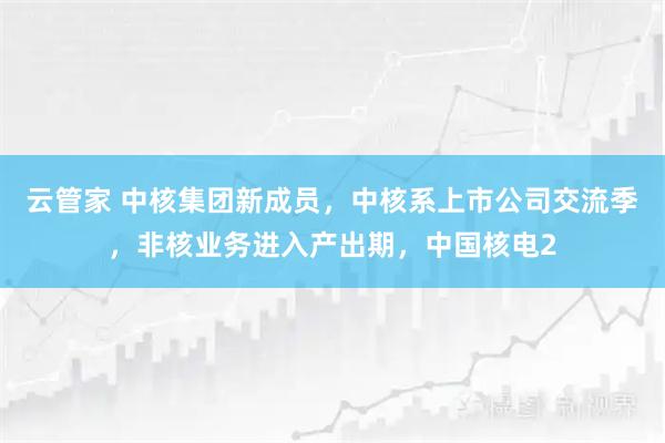 云管家 中核集团新成员，中核系上市公司交流季，非核业务进入产出期，中国核电2